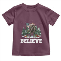 Funny Believe Bigfoot Christmas Toddler T Shirt American Flag Sasquatch Holiday Gift - Wonder Print Shop