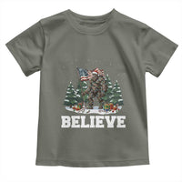 Funny Believe Bigfoot Christmas Toddler T Shirt American Flag Sasquatch Holiday Gift - Wonder Print Shop