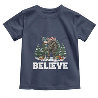 Funny Believe Bigfoot Christmas Toddler T Shirt American Flag Sasquatch Holiday Gift - Wonder Print Shop