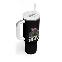 Funny Believe Bigfoot Christmas Tumbler With Handle American Flag Sasquatch Holiday Gift - Wonder Print Shop