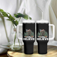 Funny Believe Bigfoot Christmas Tumbler With Handle American Flag Sasquatch Holiday Gift - Wonder Print Shop