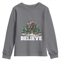 Funny Believe Bigfoot Christmas Youth Sweatshirt American Flag Sasquatch Holiday Gift - Wonder Print Shop