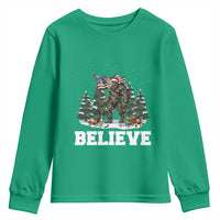 Funny Believe Bigfoot Christmas Youth Sweatshirt American Flag Sasquatch Holiday Gift - Wonder Print Shop
