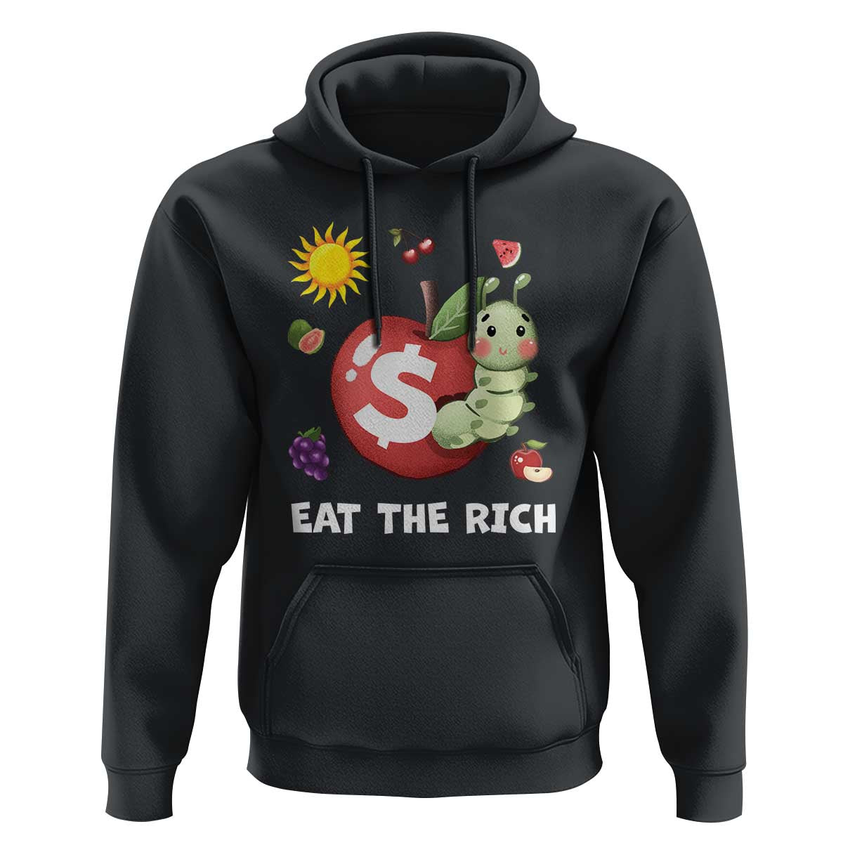 Funny Eat The Rich Hoodie Hungry Caterpillar Fruit Social Activist