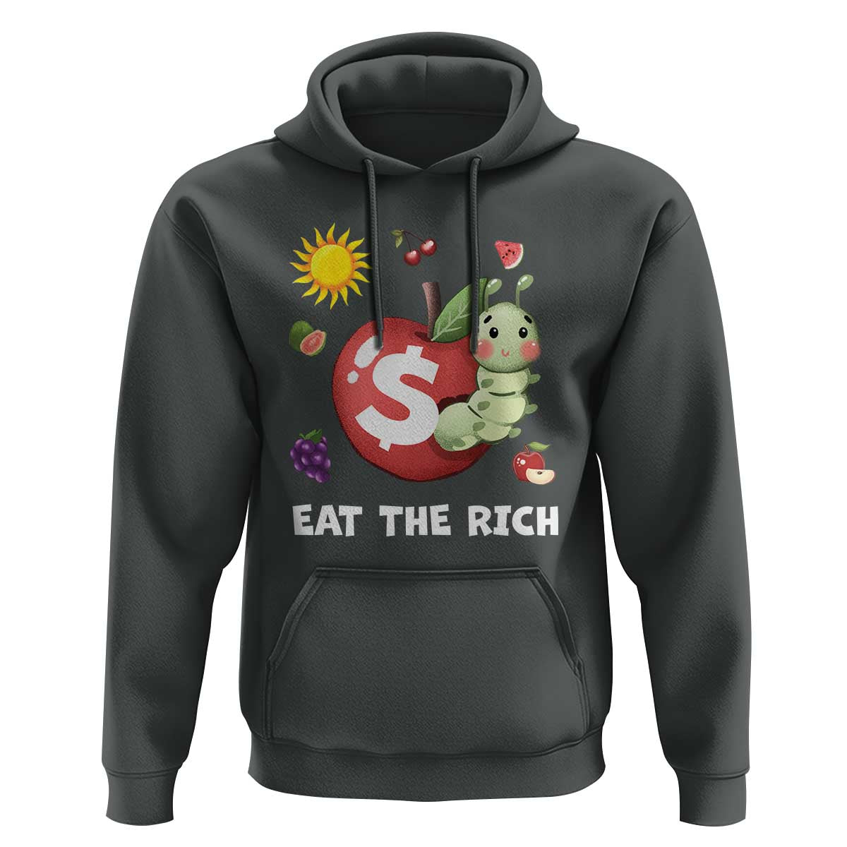 Funny Eat The Rich Hoodie Hungry Caterpillar Fruit Social Activist