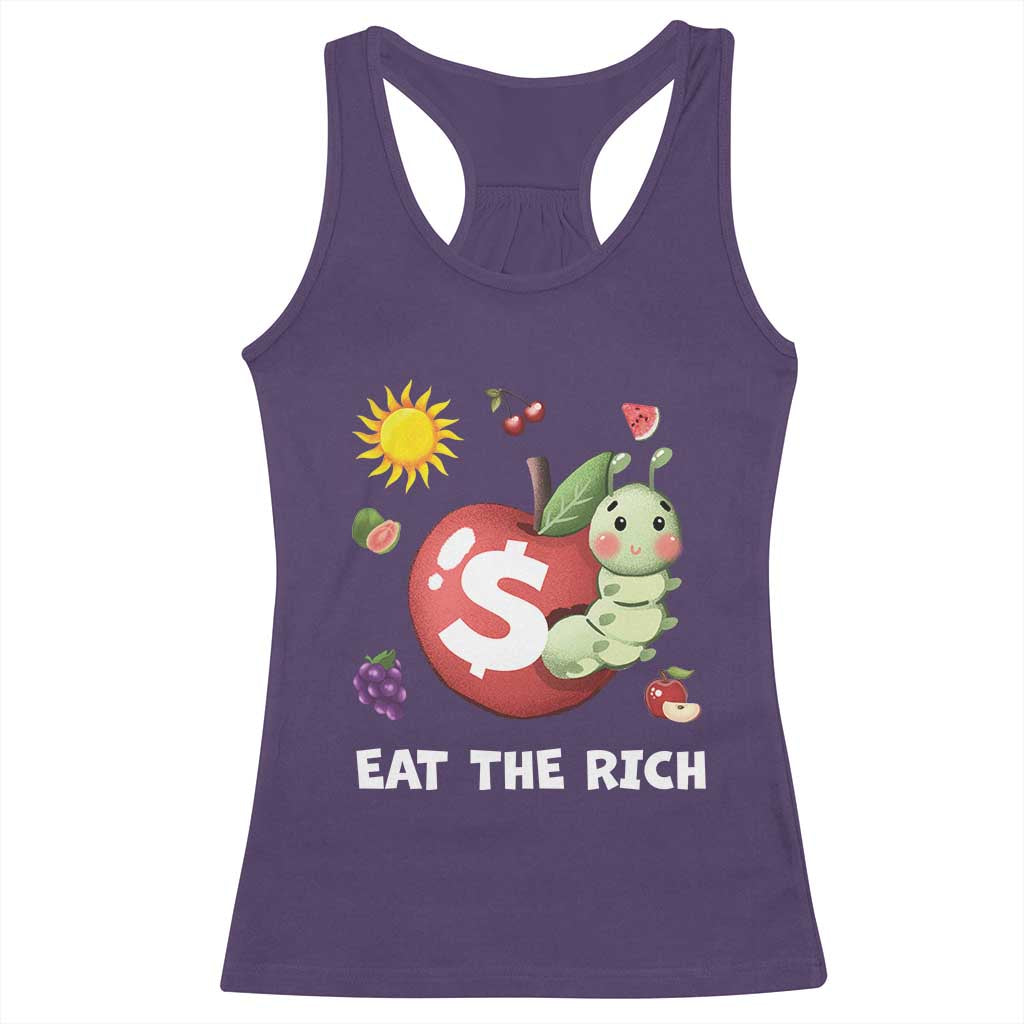 Funny Eat The Rich Racerback Tank Top Hungry Caterpillar Fruit Social Activist