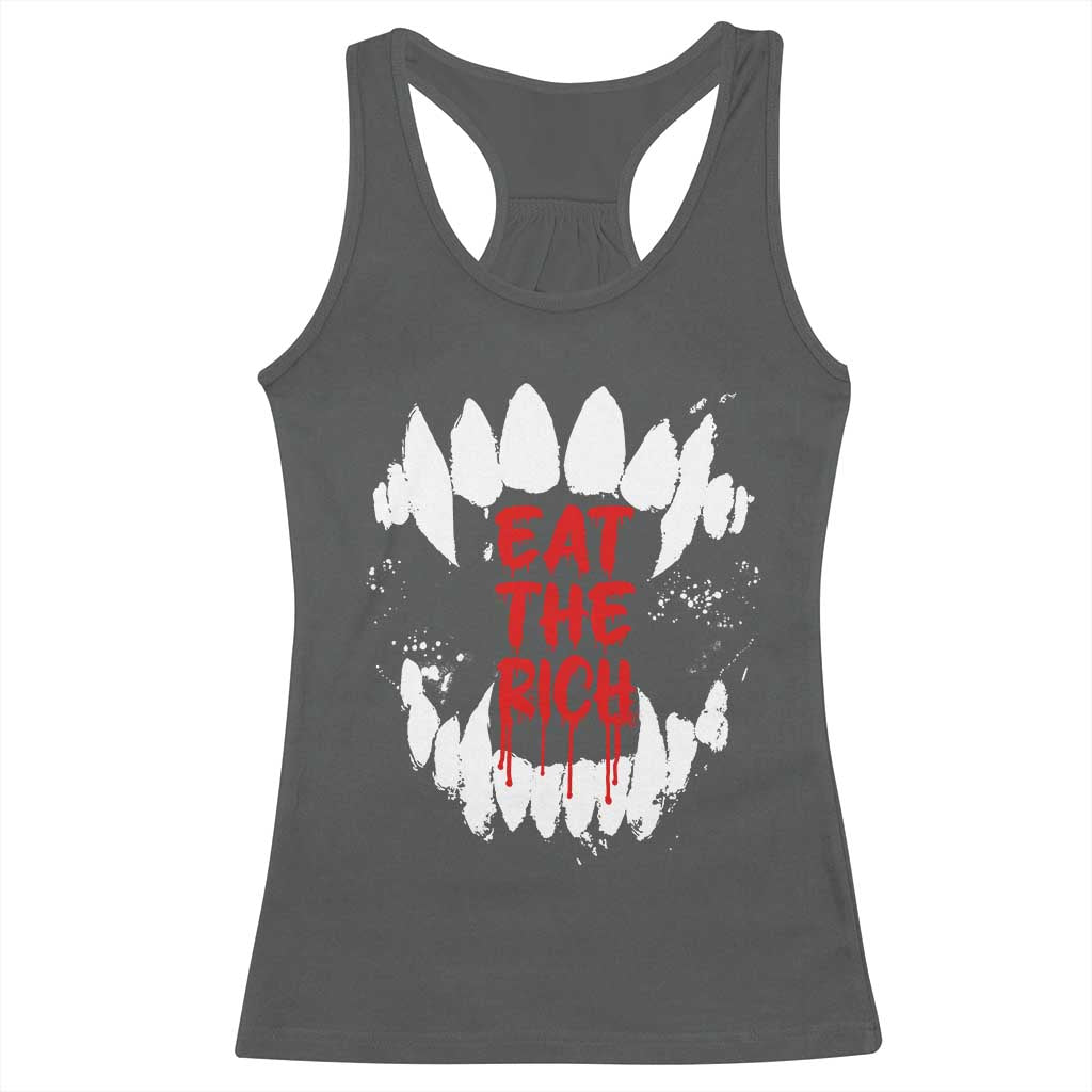 Eat The Rich Racerback Tank Top Vamp Fangs Social Activist