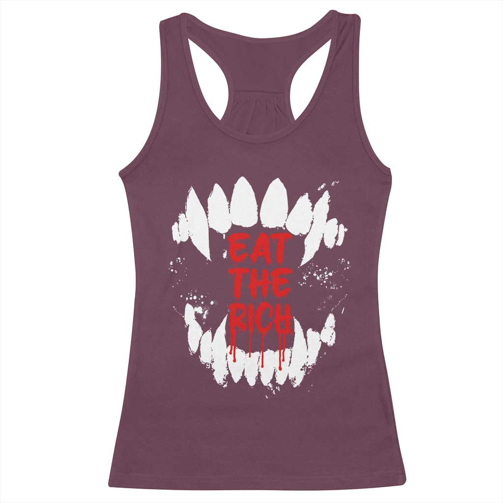 Eat The Rich Racerback Tank Top Vamp Fangs Social Activist