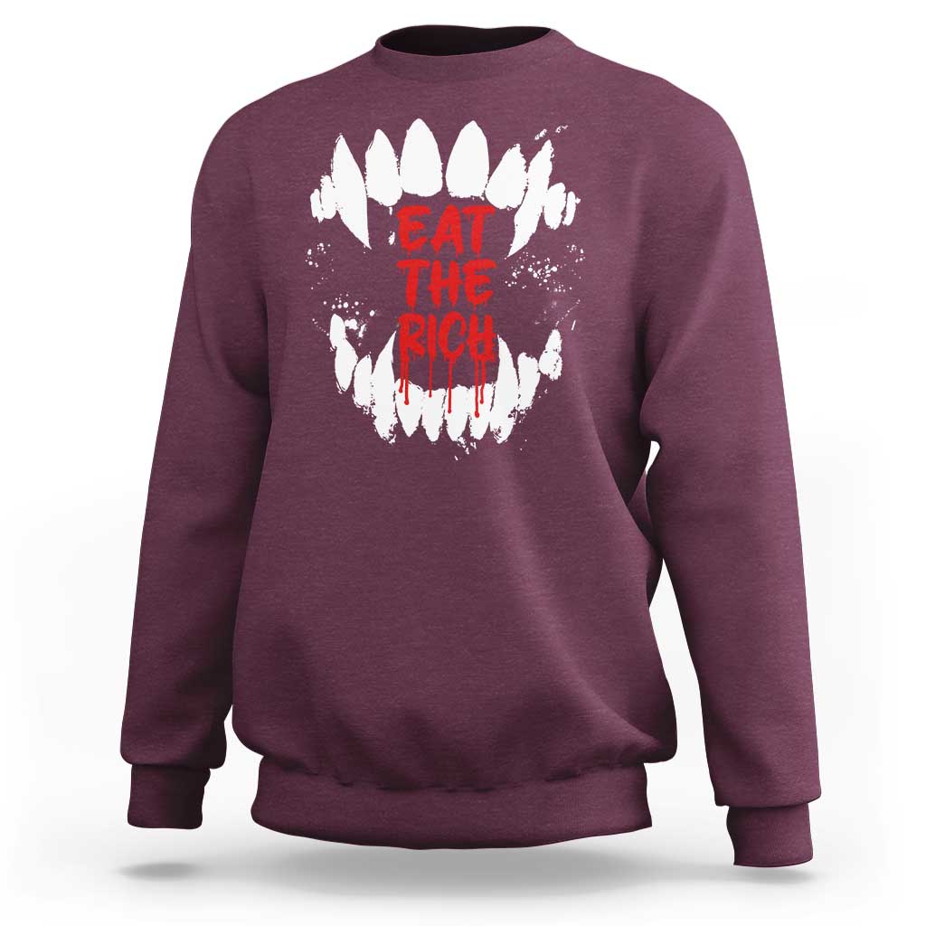 Eat The Rich Sweatshirt Vamp Fangs Social Activist - Wonder Print Shop
