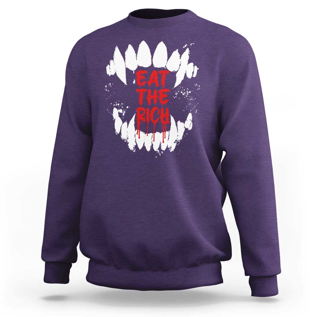 Eat The Rich Sweatshirt Vamp Fangs Social Activist - Wonder Print Shop
