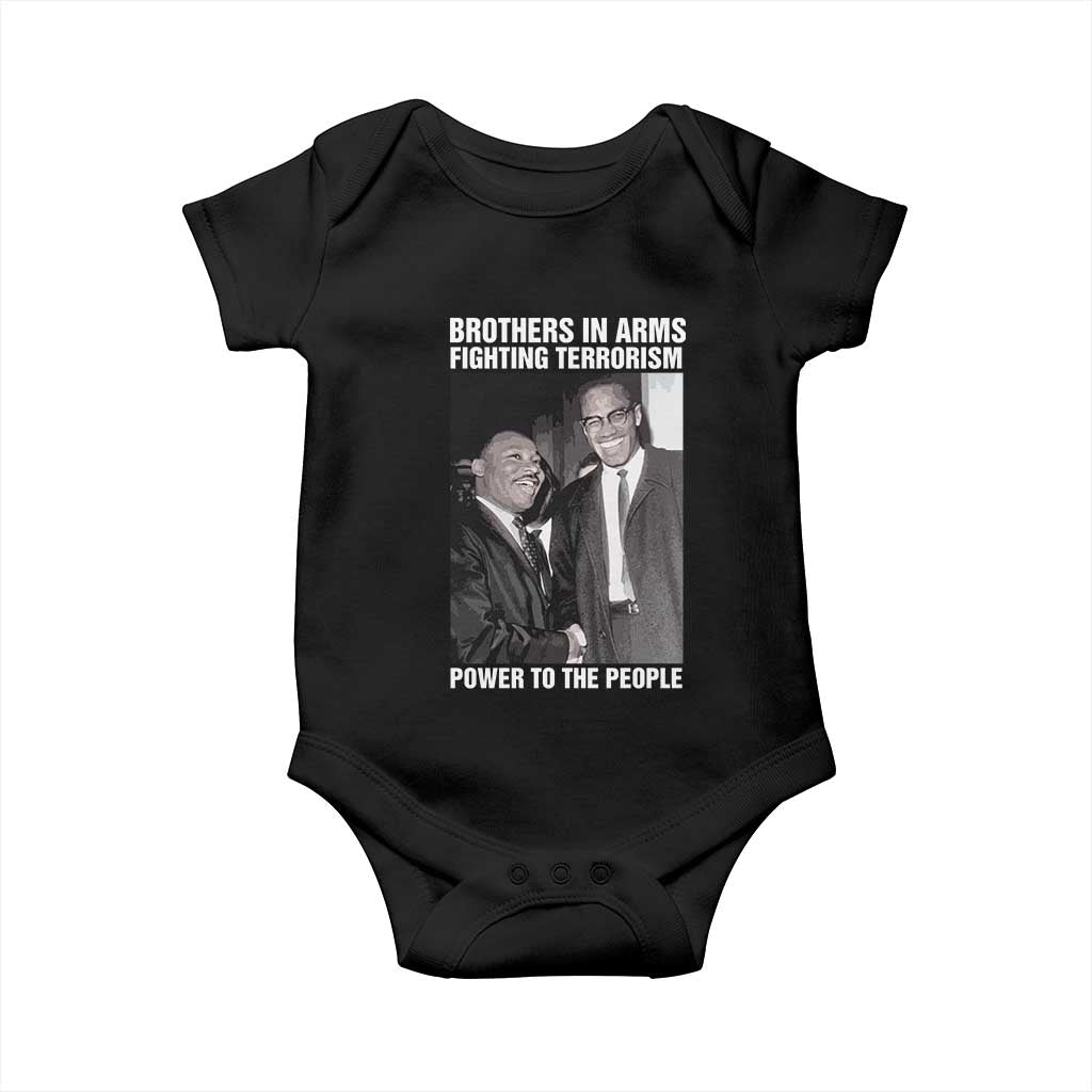 Martin Luther King And Malcolm X Baby Onesie Brothers In Arms Fighting Terrorism Power To The People