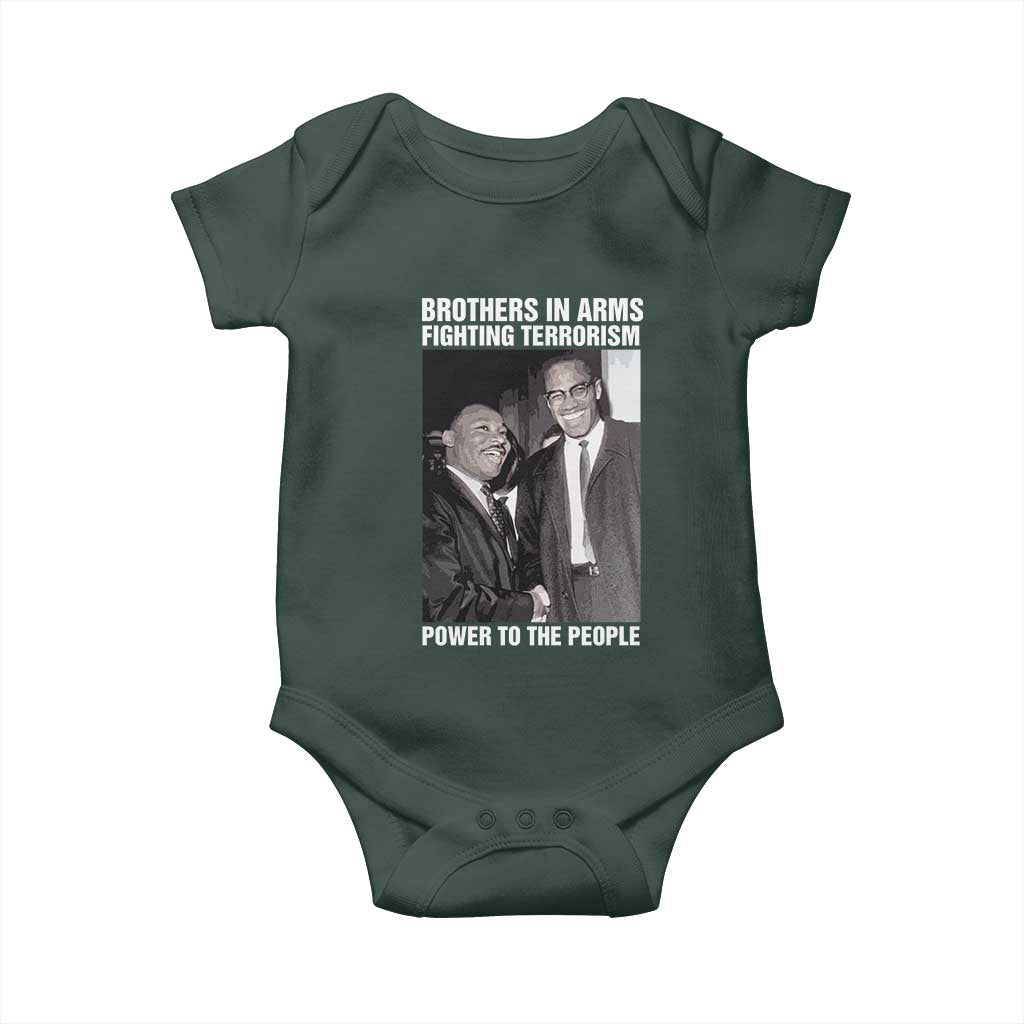 Martin Luther King And Malcolm X Baby Onesie Brothers In Arms Fighting Terrorism Power To The People