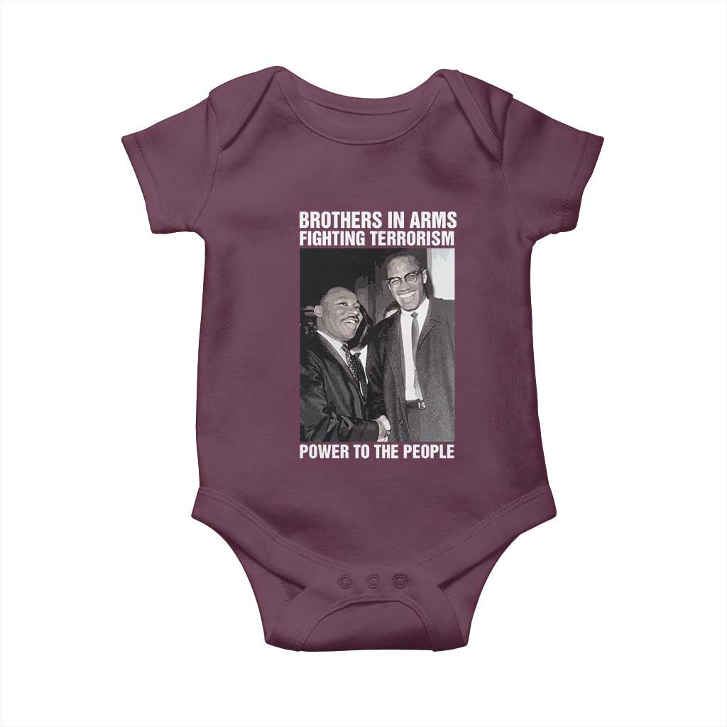 Martin Luther King And Malcolm X Baby Onesie Brothers In Arms Fighting Terrorism Power To The People