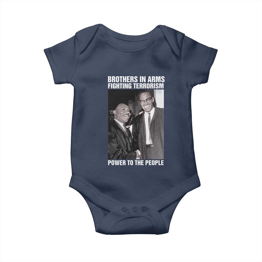 Martin Luther King And Malcolm X Baby Onesie Brothers In Arms Fighting Terrorism Power To The People