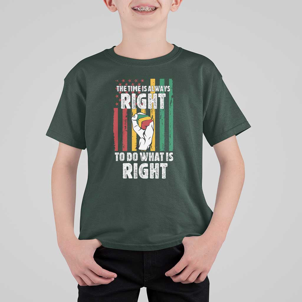 Martin Luther King Quote T Shirt For Kid The Time Is Always Right To Do What Is Right Hand Fist