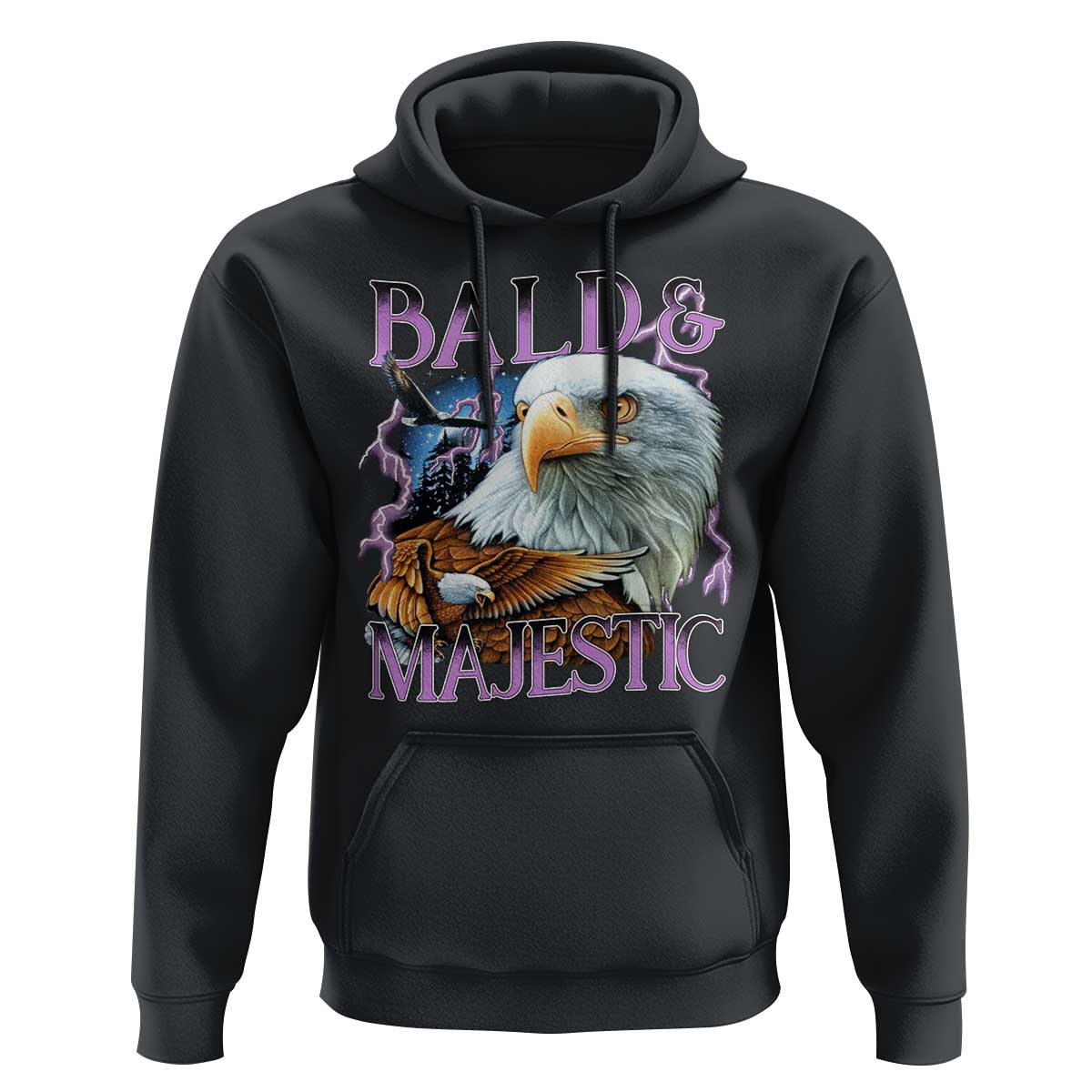 Funny Eagle Bald And Majestic Hoodie Vintage Eagle Thunder Storm