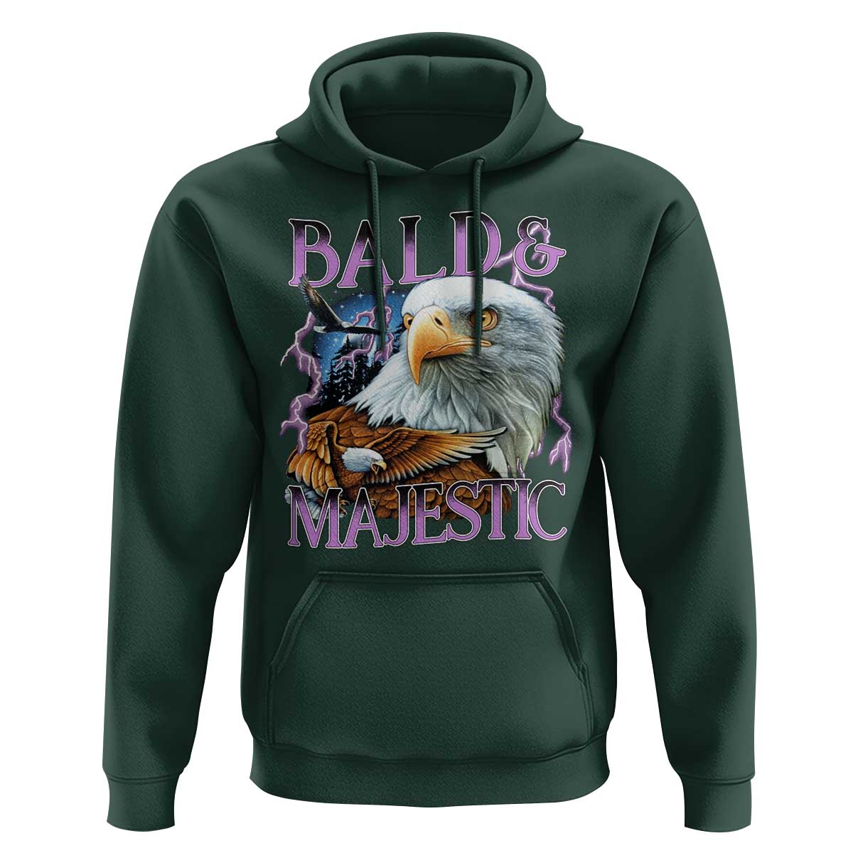 Funny Eagle Bald And Majestic Hoodie Vintage Eagle Thunder Storm