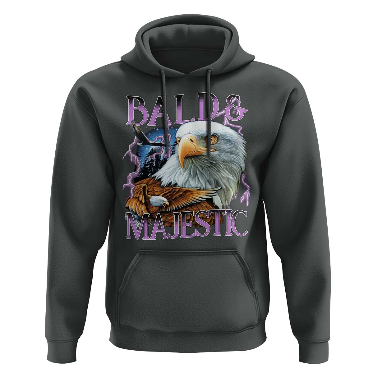 Funny Eagle Bald And Majestic Hoodie Vintage Eagle Thunder Storm