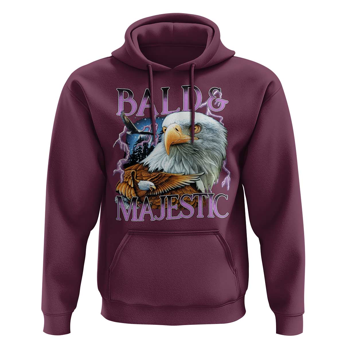 Funny Eagle Bald And Majestic Hoodie Vintage Eagle Thunder Storm