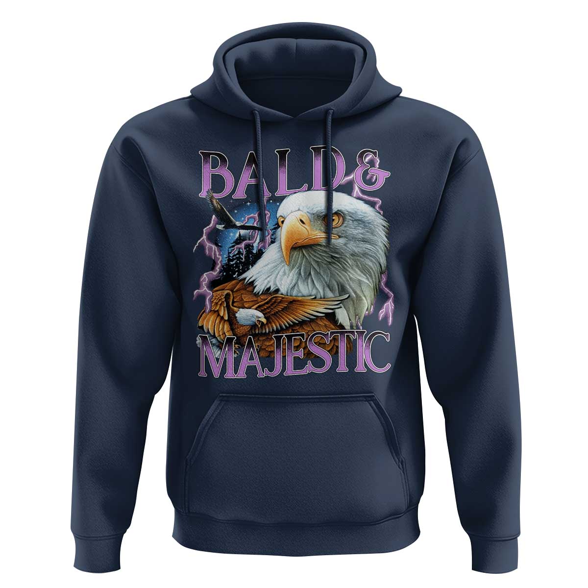Funny Eagle Bald And Majestic Hoodie Vintage Eagle Thunder Storm