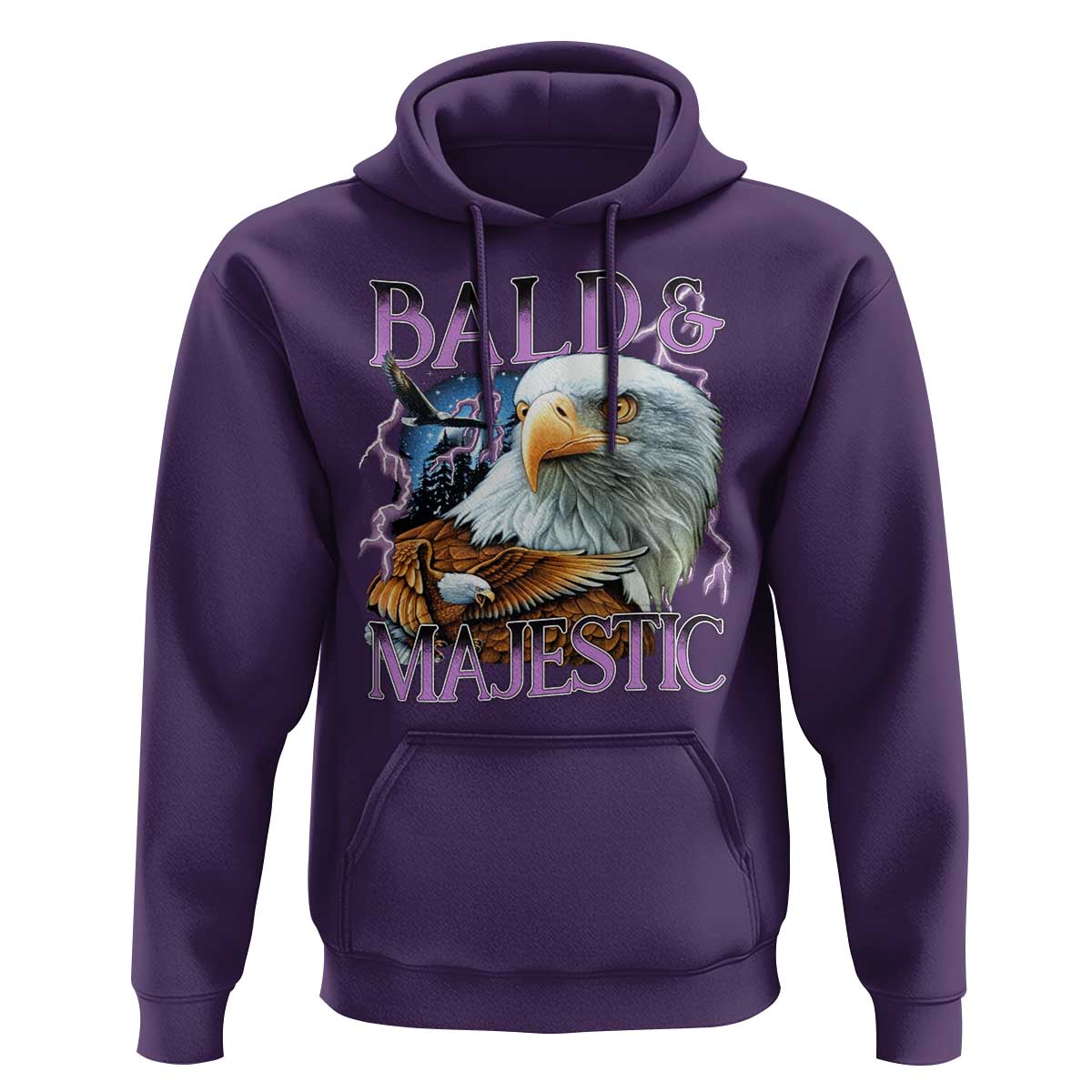 Funny Eagle Bald And Majestic Hoodie Vintage Eagle Thunder Storm