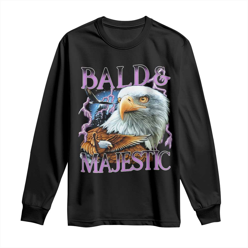 Funny Eagle Bald And Majestic Long Sleeve Shirt Vintage Eagle Thunder Storm