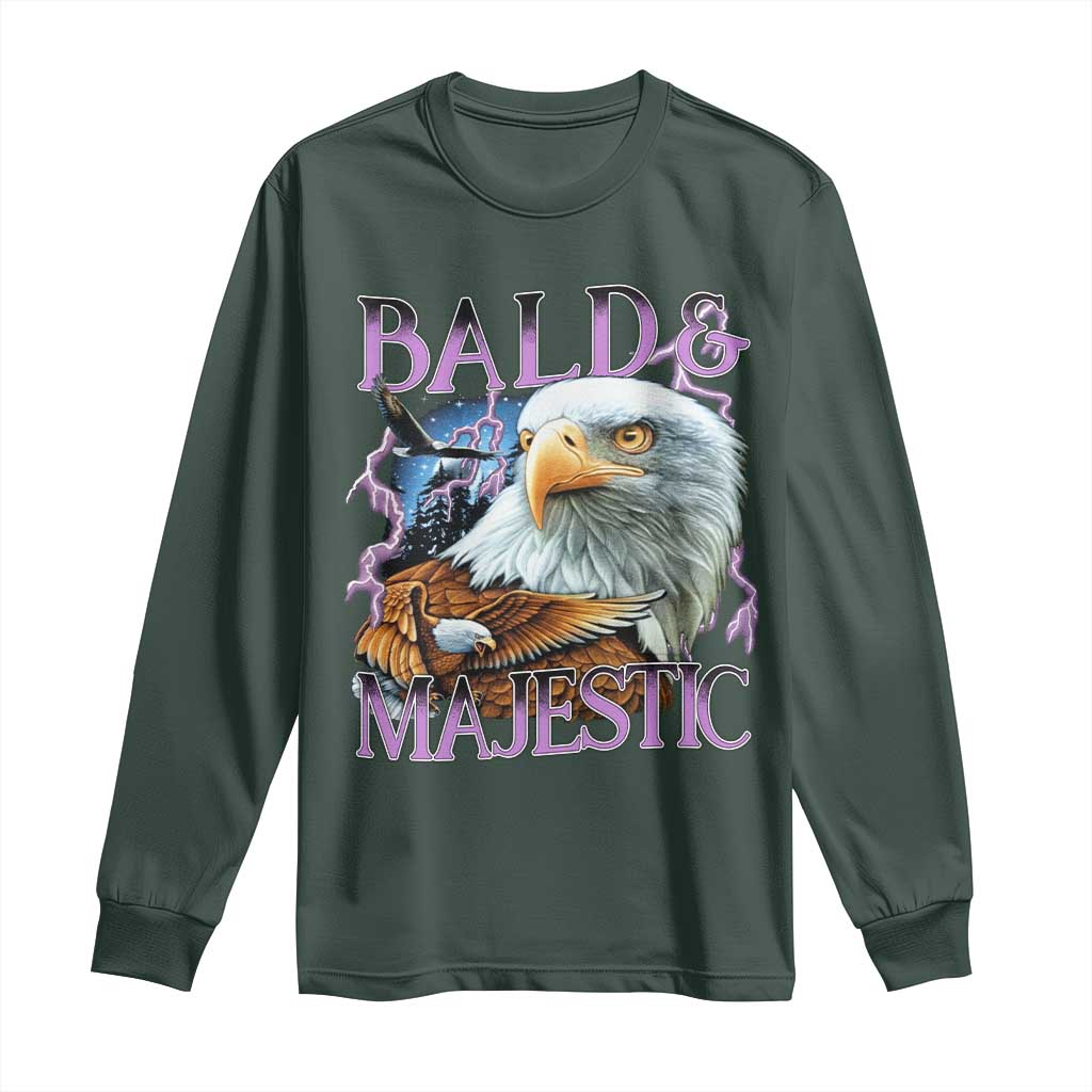 Funny Eagle Bald And Majestic Long Sleeve Shirt Vintage Eagle Thunder Storm