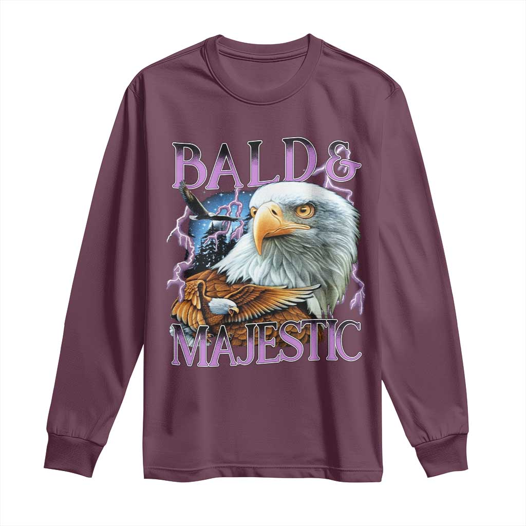 Funny Eagle Bald And Majestic Long Sleeve Shirt Vintage Eagle Thunder Storm
