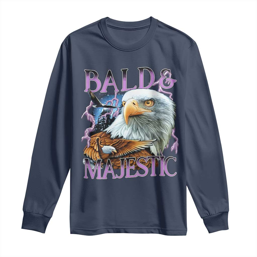 Funny Eagle Bald And Majestic Long Sleeve Shirt Vintage Eagle Thunder Storm