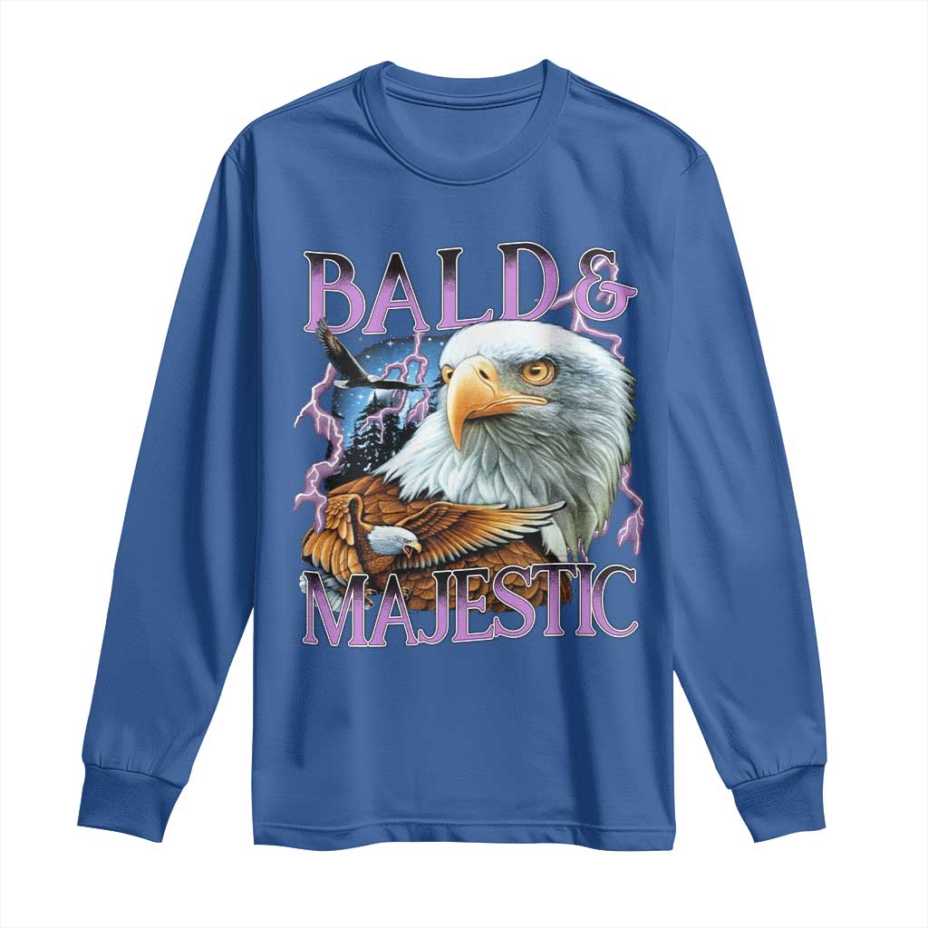 Funny Eagle Bald And Majestic Long Sleeve Shirt Vintage Eagle Thunder Storm