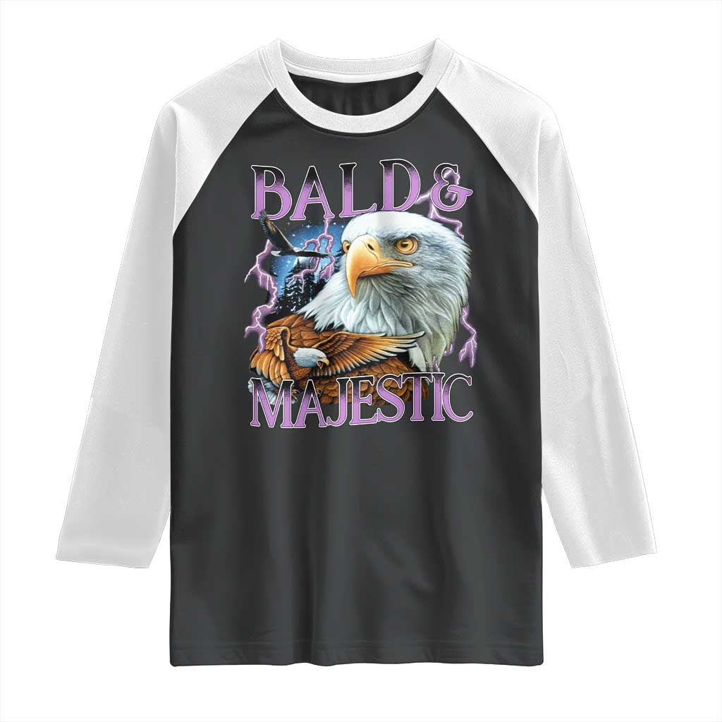 Funny Eagle Bald And Majestic Raglan Shirt Vintage Eagle Thunder Storm