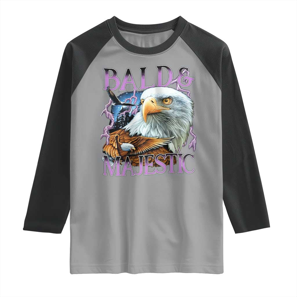 Funny Eagle Bald And Majestic Raglan Shirt Vintage Eagle Thunder Storm