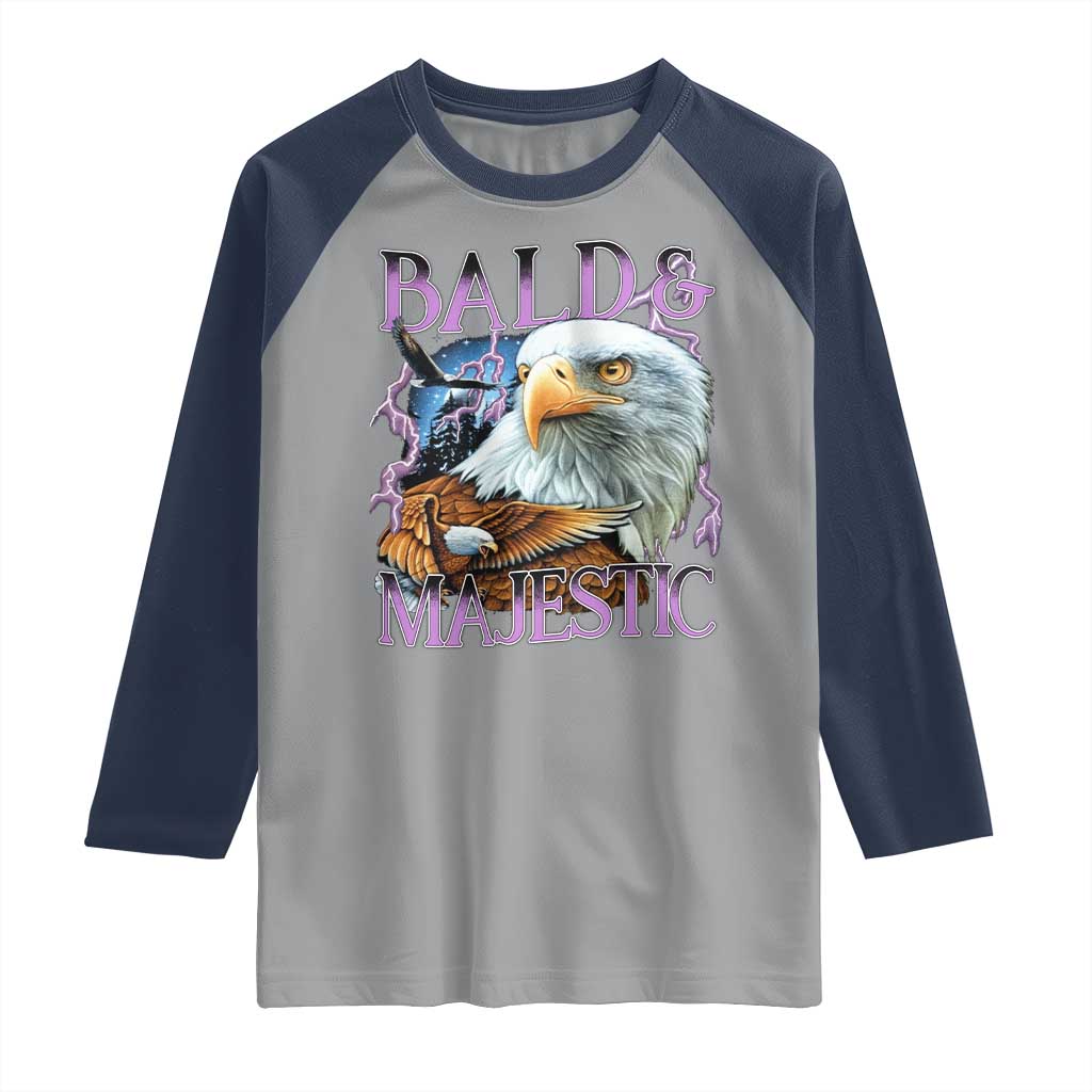 Funny Eagle Bald And Majestic Raglan Shirt Vintage Eagle Thunder Storm
