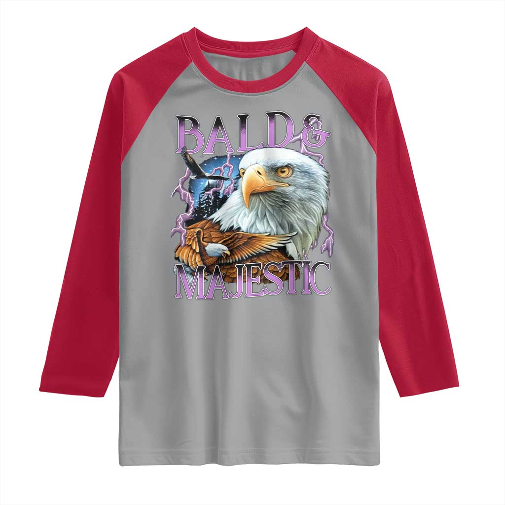 Funny Eagle Bald And Majestic Raglan Shirt Vintage Eagle Thunder Storm