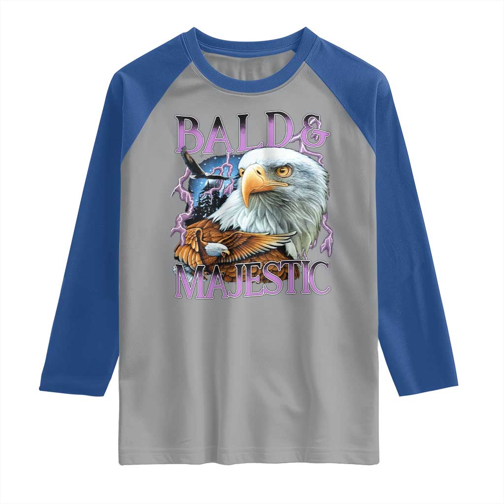 Funny Eagle Bald And Majestic Raglan Shirt Vintage Eagle Thunder Storm