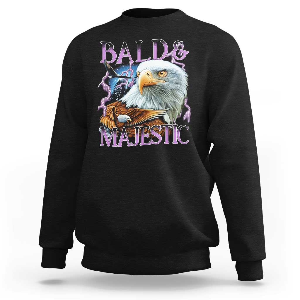 Funny Eagle Bald And Majestic Sweatshirt Vintage Eagle Thunder Storm - Wonder Print Shop