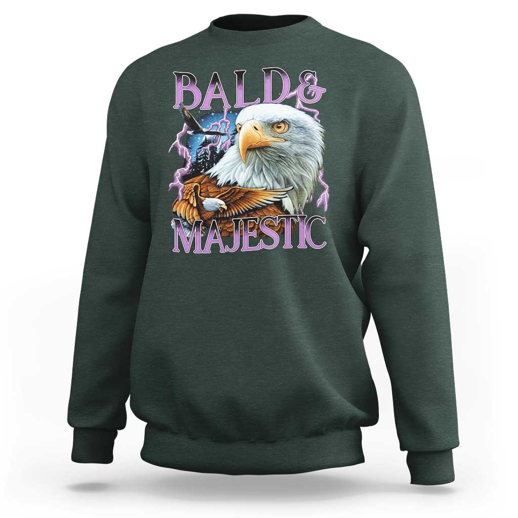 Funny Eagle Bald And Majestic Sweatshirt Vintage Eagle Thunder Storm - Wonder Print Shop