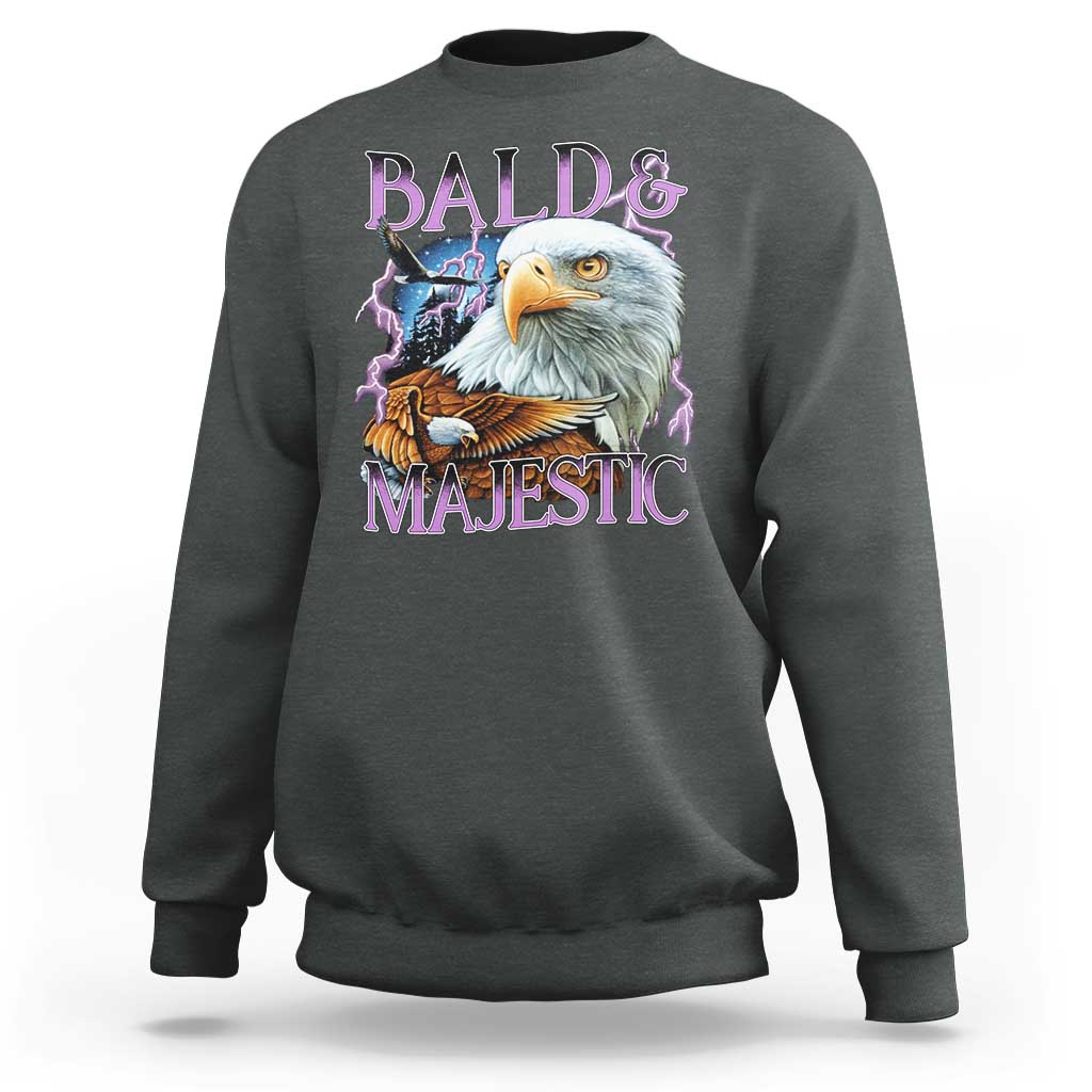 Funny Eagle Bald And Majestic Sweatshirt Vintage Eagle Thunder Storm - Wonder Print Shop