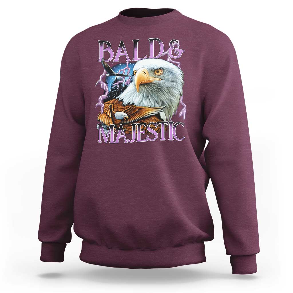 Funny Eagle Bald And Majestic Sweatshirt Vintage Eagle Thunder Storm - Wonder Print Shop