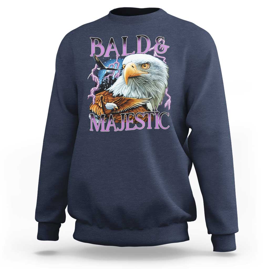 Funny Eagle Bald And Majestic Sweatshirt Vintage Eagle Thunder Storm - Wonder Print Shop