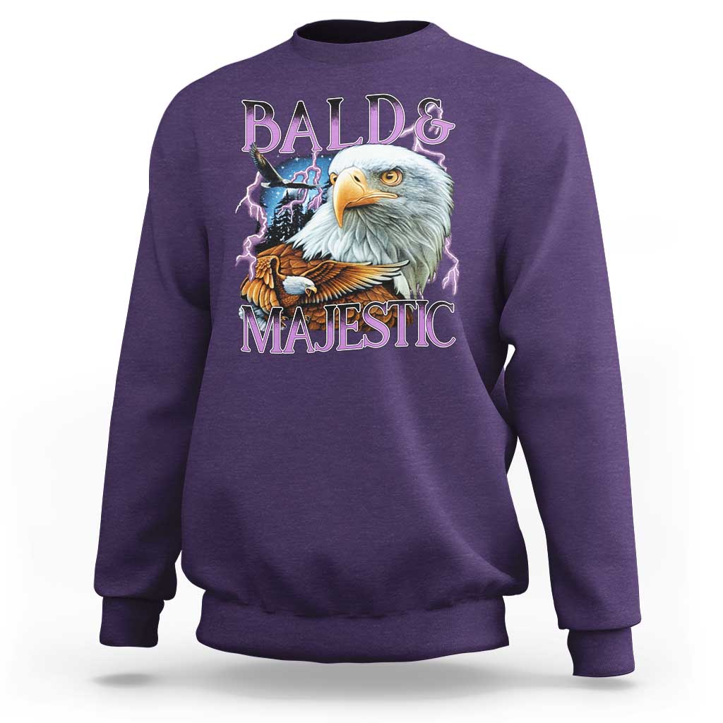 Funny Eagle Bald And Majestic Sweatshirt Vintage Eagle Thunder Storm - Wonder Print Shop