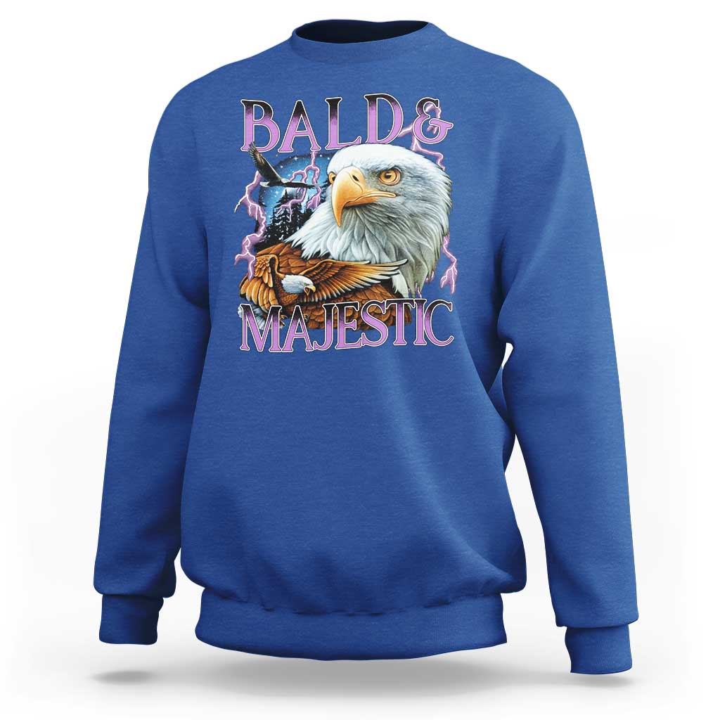 Funny Eagle Bald And Majestic Sweatshirt Vintage Eagle Thunder Storm - Wonder Print Shop