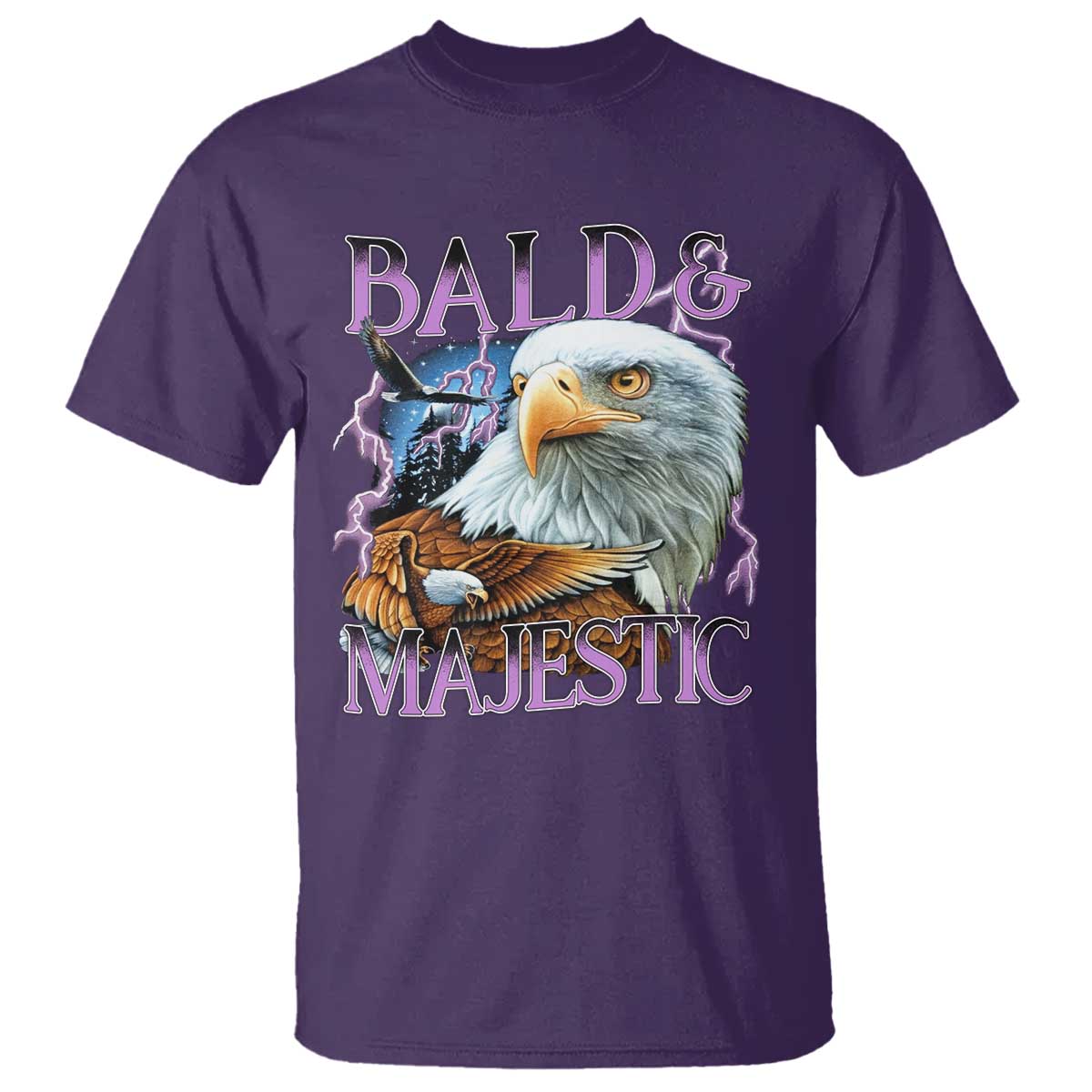 Funny Eagle Bald And Majestic T Shirt Vintage Eagle Thunder Storm - Wonder Print Shop