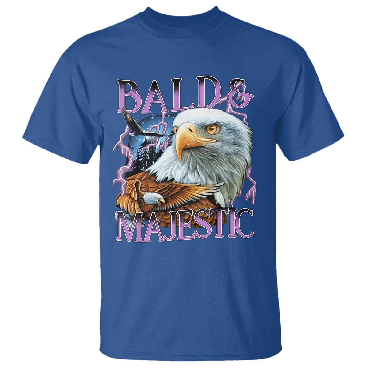 Funny Eagle Bald And Majestic T Shirt Vintage Eagle Thunder Storm - Wonder Print Shop