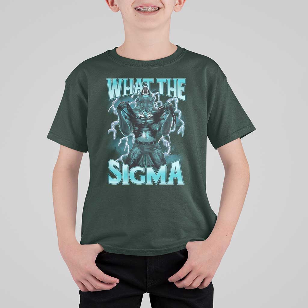 Funny What The Sigma T Shirt For Kid Alpha Wolf Oddly Specific Thunder Meme