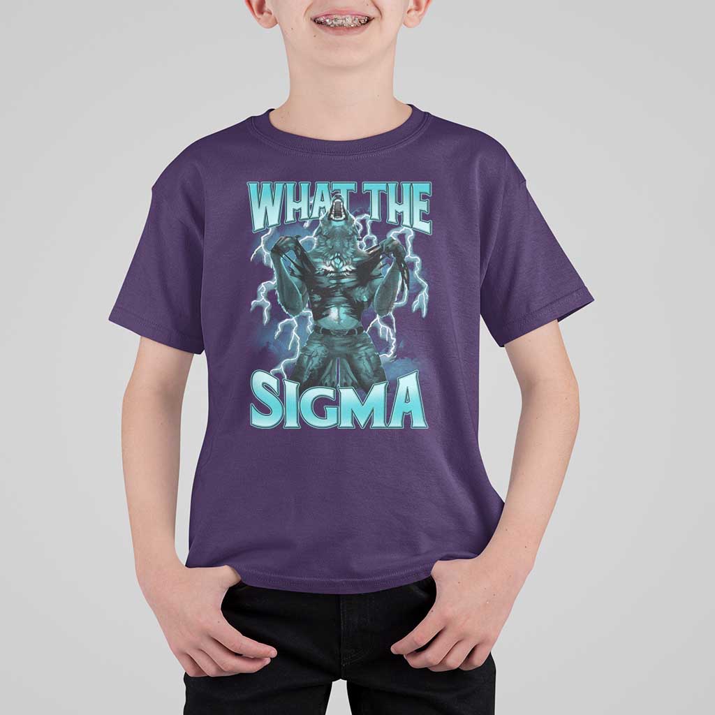 Funny What The Sigma T Shirt For Kid Alpha Wolf Oddly Specific Thunder Meme