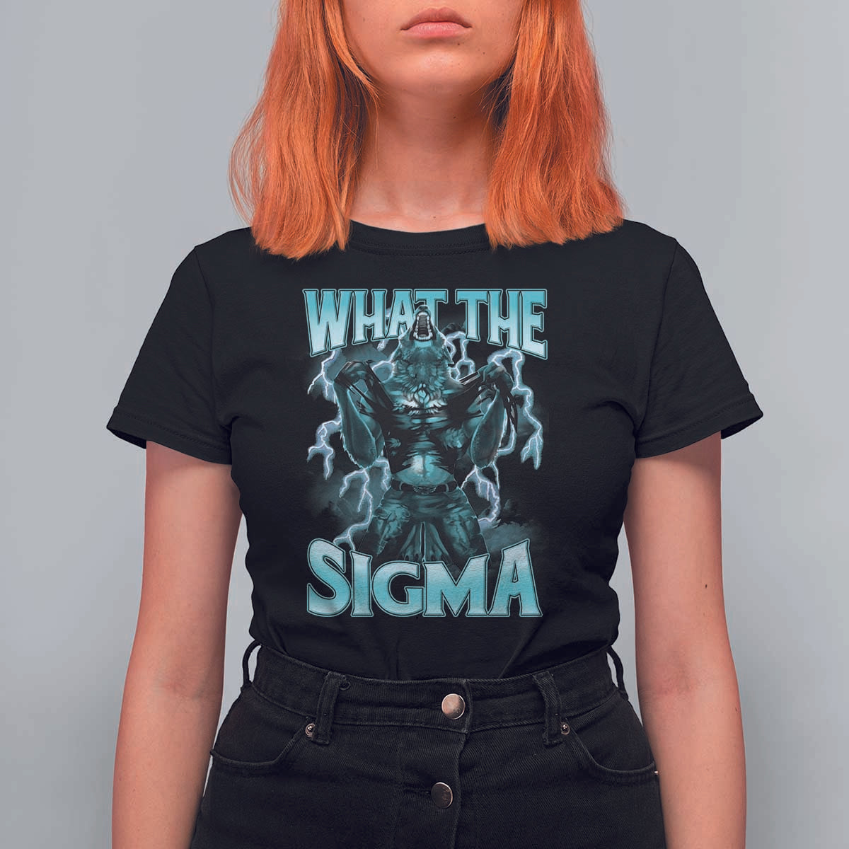 Funny What The Sigma T Shirt For Women Alpha Wolf Oddly Specific Thunder Meme
