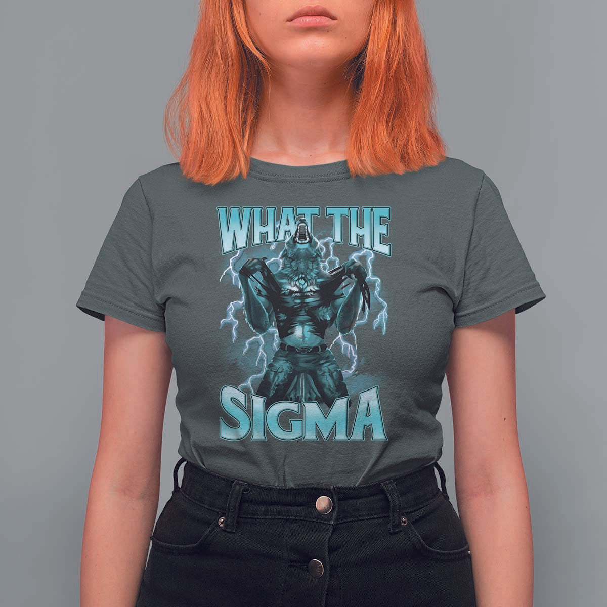 Funny What The Sigma T Shirt For Women Alpha Wolf Oddly Specific Thunder Meme