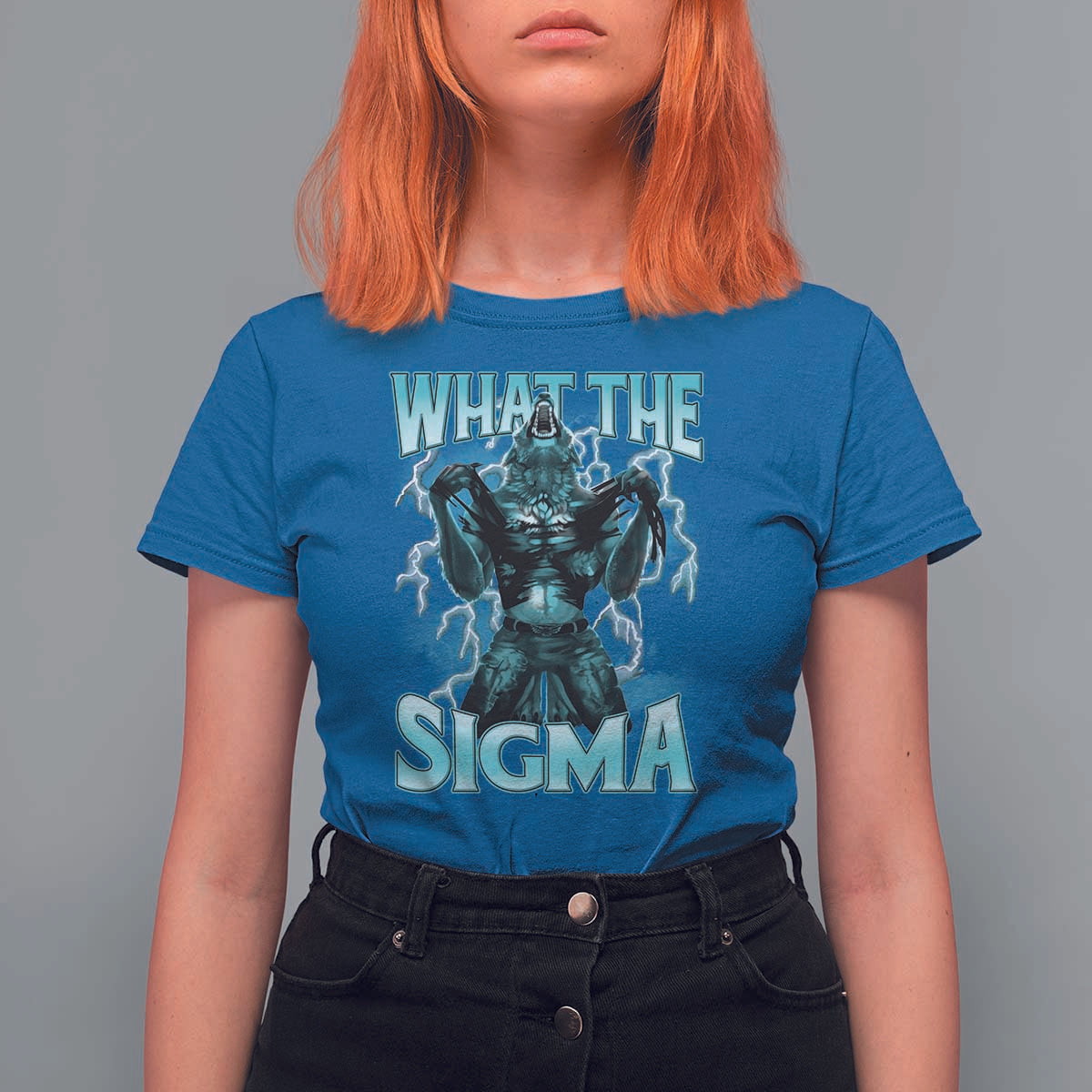 Funny What The Sigma T Shirt For Women Alpha Wolf Oddly Specific Thunder Meme