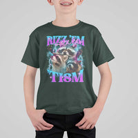 Funny Rizz Em With The Tism T Shirt For Kid Meme Autistic Racoon